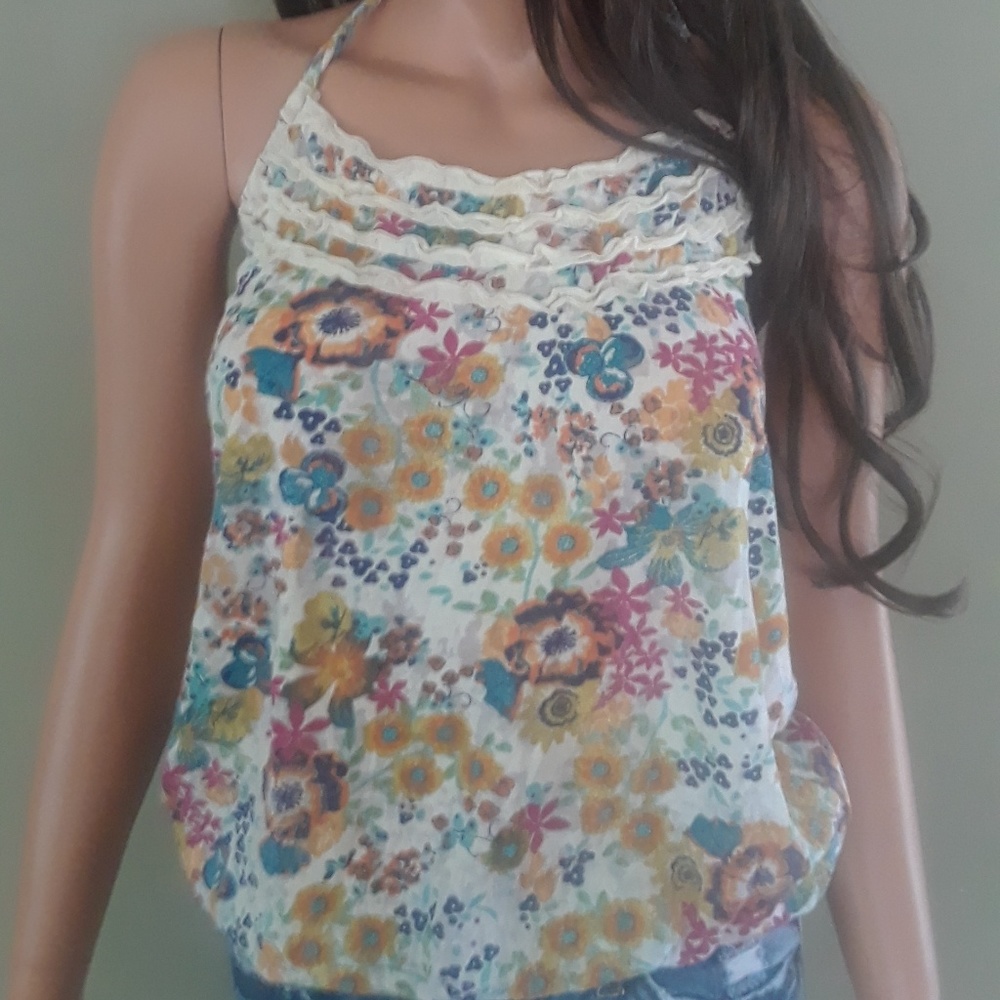 2/$15 - Floral and Lace Halter Top